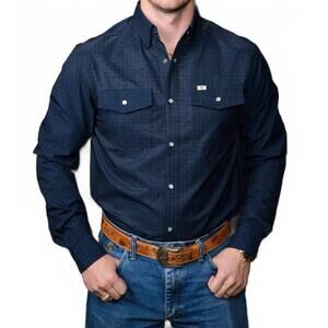 NEW FERRELL collin long-sleeve snap shirt in black